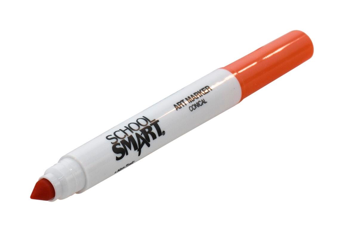 School Smart Washable Art Markers, Conical Tip, Orange, Pack of 12